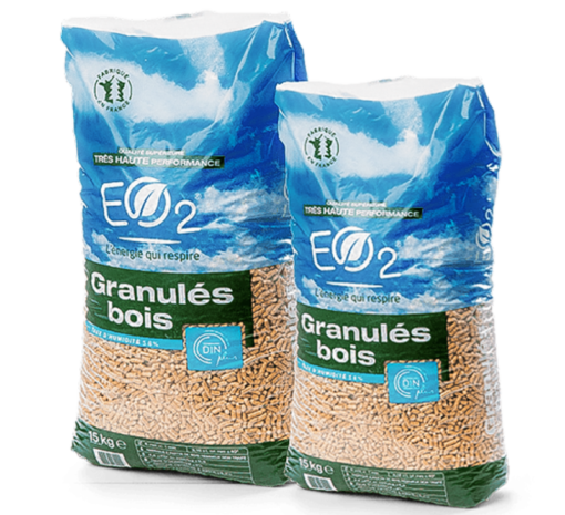Palette De Granulés Bois EO2 – De 66 Sacs 15kg – DINPlus