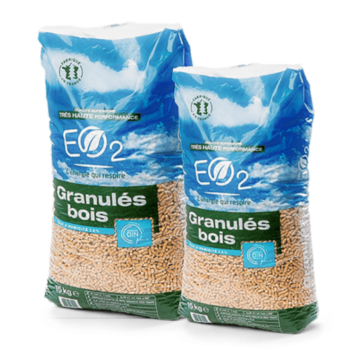 Palette De Granulés Bois EO2 – De 66 Sacs 15kg – DINPlus